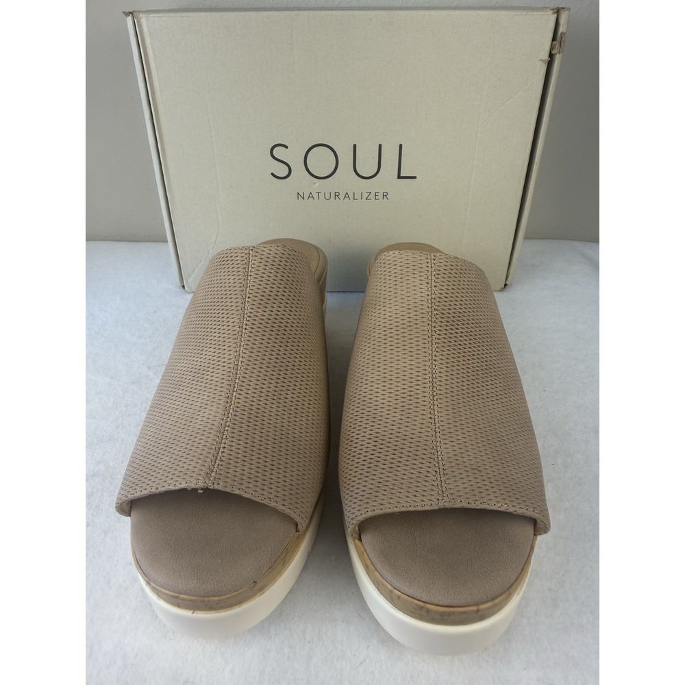 SOUL Naturalizer Goodtimes Wedge Slides Taupe Mesh Size 9W NWB Holiday Gift - Picture 3 of 6